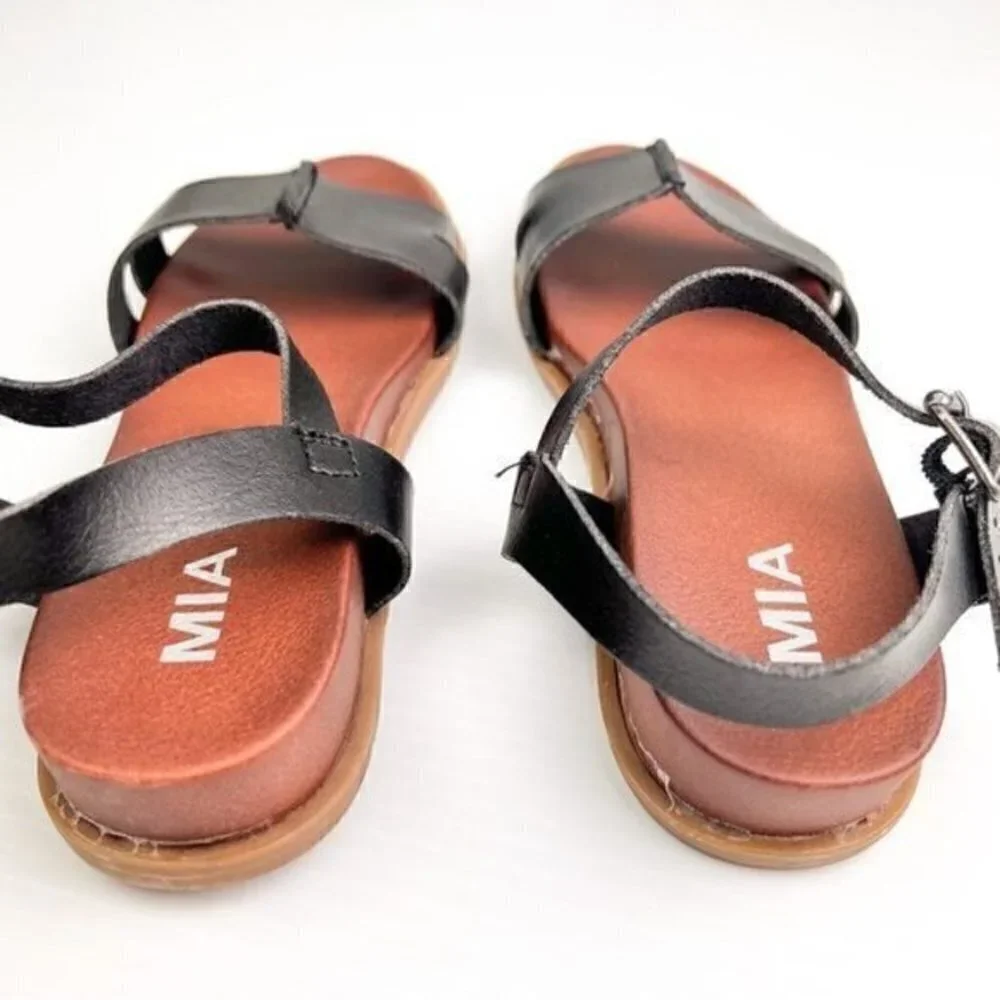 MIA sandal womens size 8 Olina vegan leather black adjustable ankle strap
